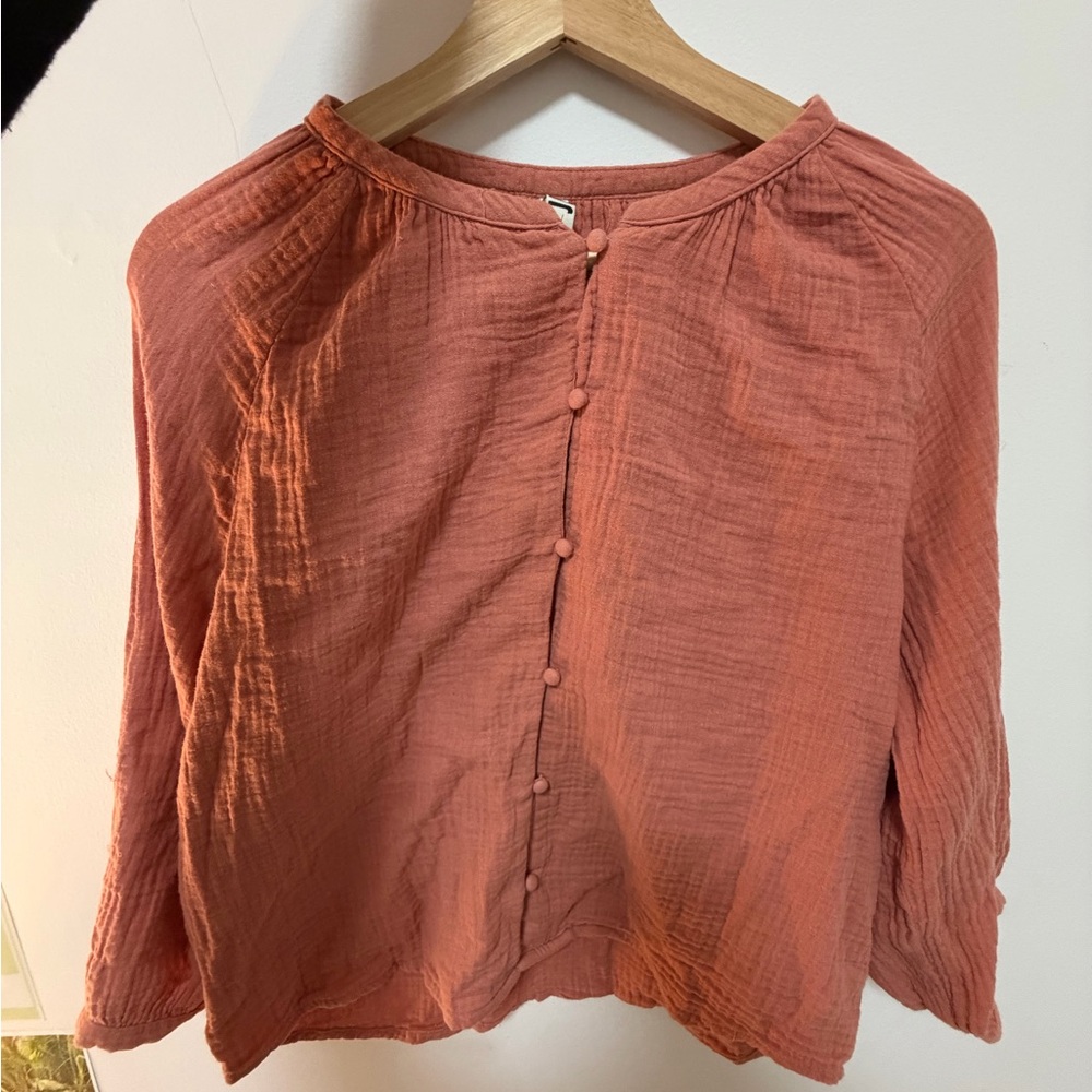 Elegant Terracotta Button-Down Blouse